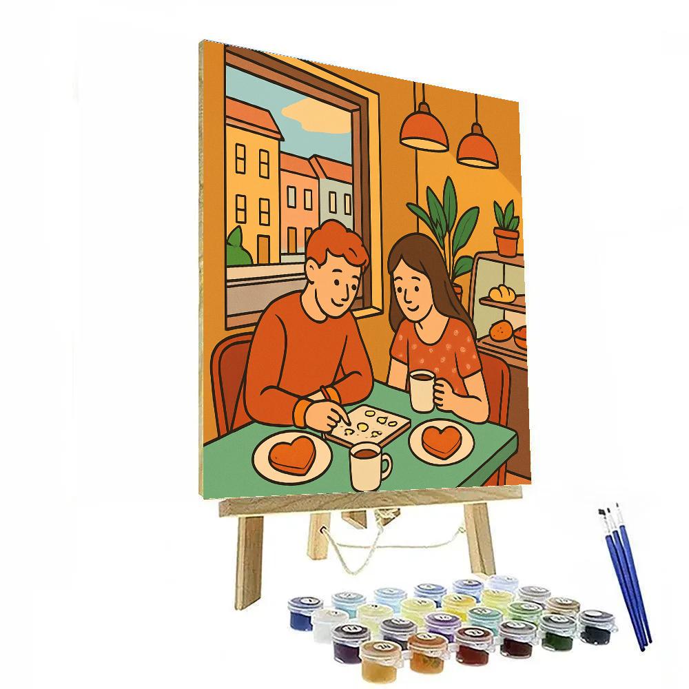 Morning Cafe Window Valentines Day Paint by numbers kits