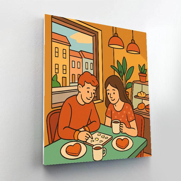 Morning Cafe Window Valentines Day Paint by numbers kits