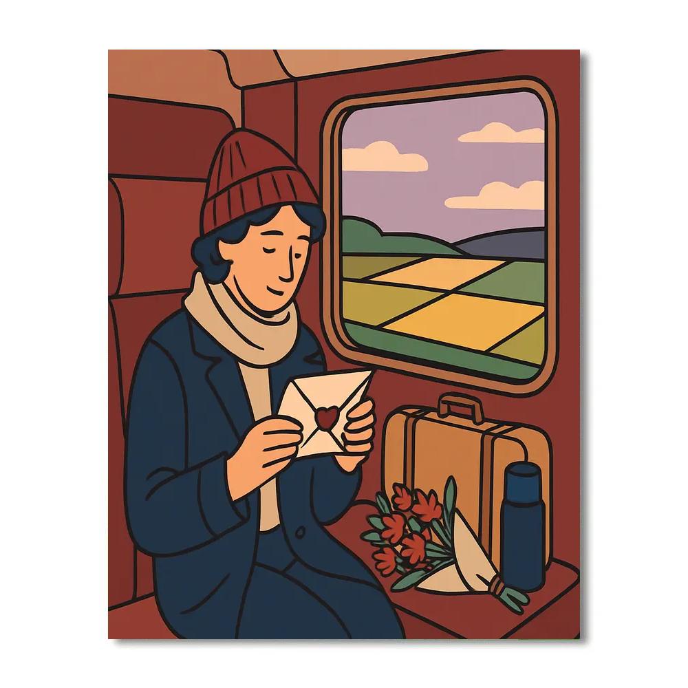 Train Journey Home For Valentines Day Numbered painting kits