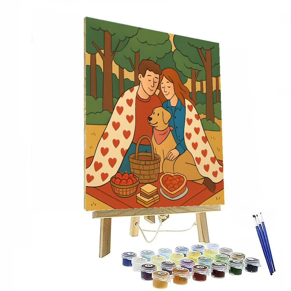 Forest Picnic Valentines Day Afternoon painting number kit