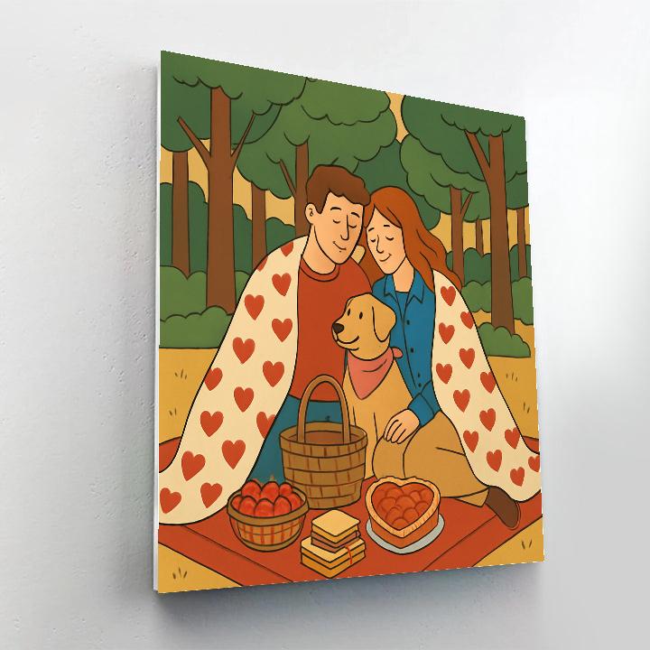 Forest Picnic Valentines Day Afternoon painting number kit