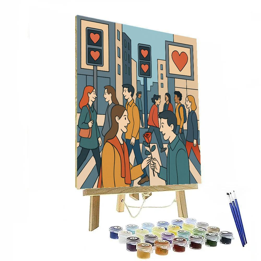 City Crosswalk Hearts On Valentines Day paint by number