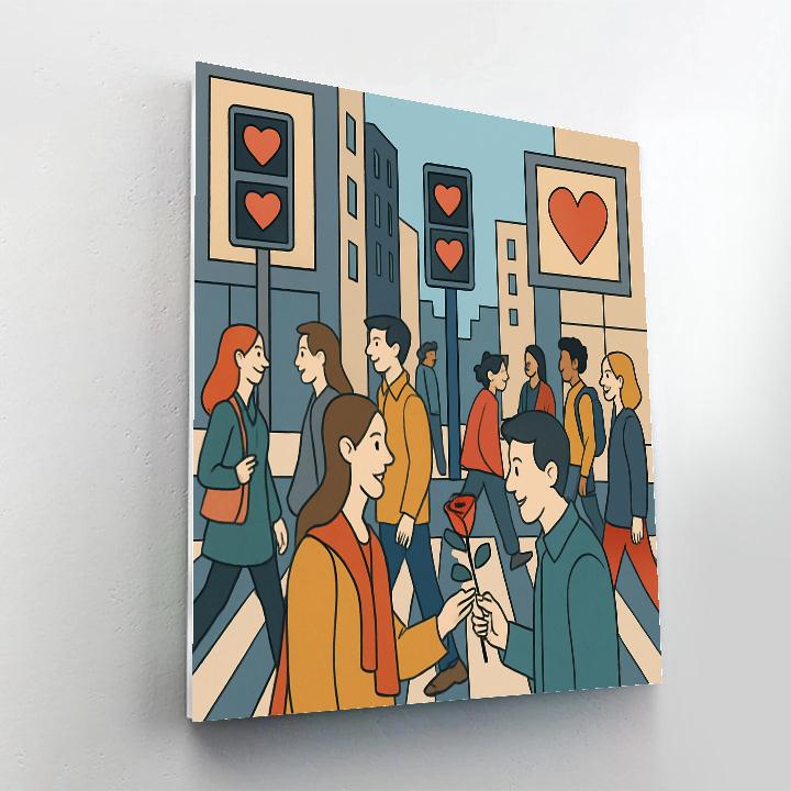 City Crosswalk Hearts On Valentines Day paint by number