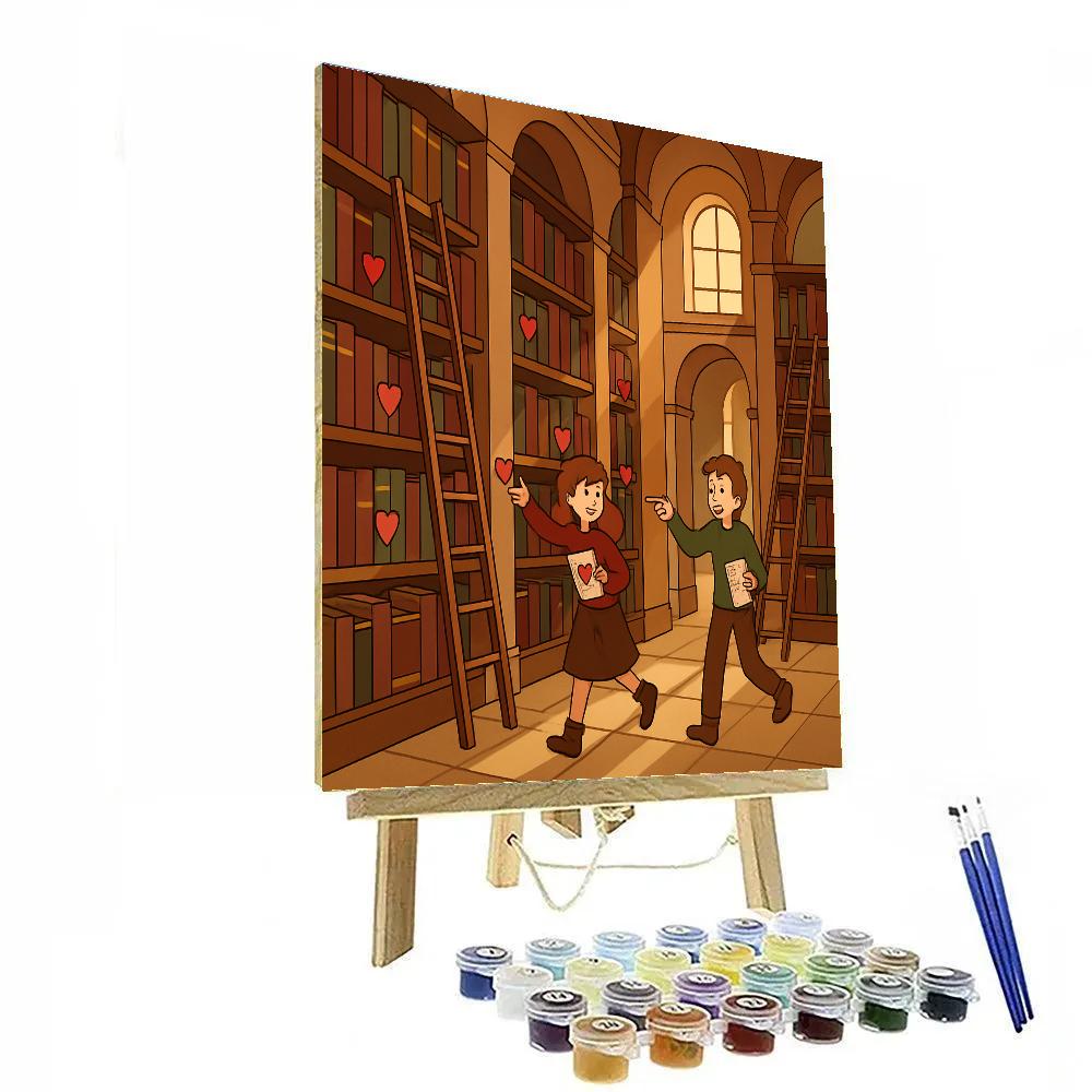Valentines Day Library Treasure Hunt paint by color