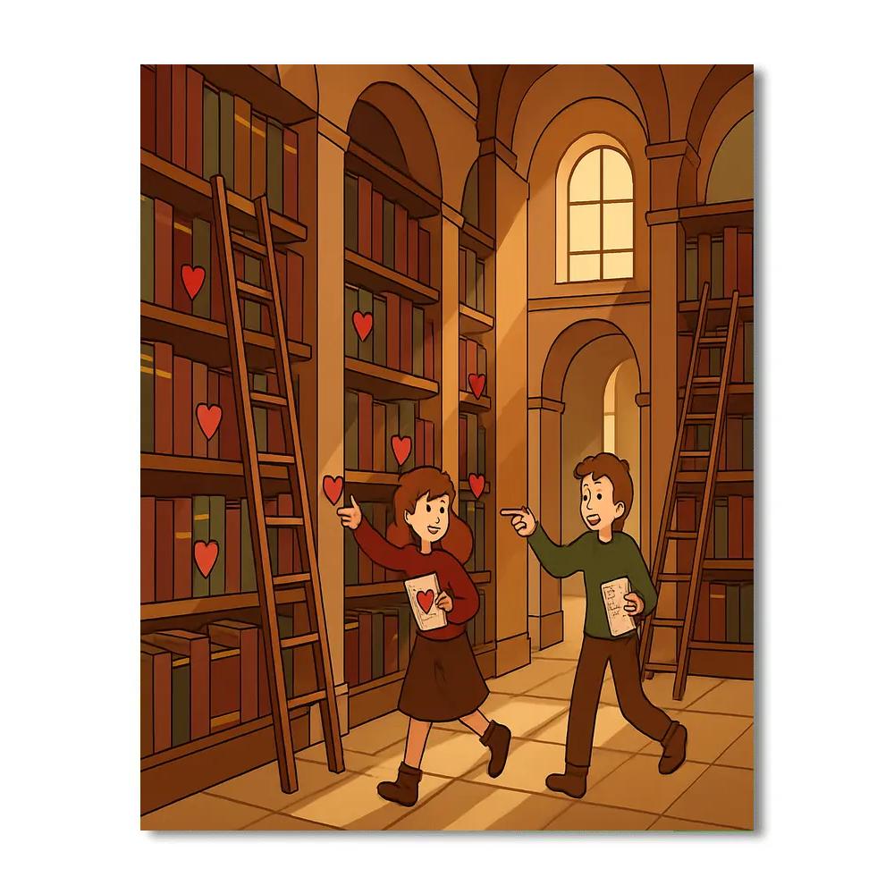 Valentines Day Library Treasure Hunt paint by color