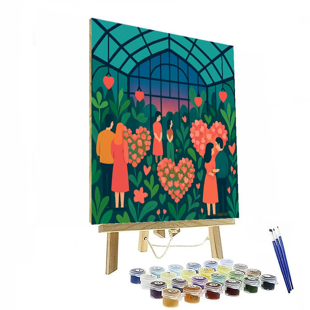 Botanical Greenhouse Valentines Day Evening Paint by numbers art