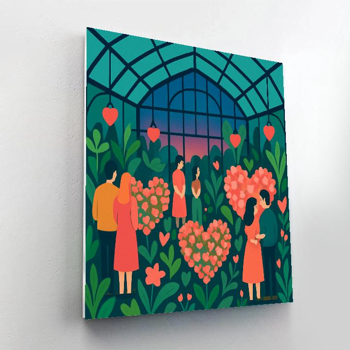 Botanical Greenhouse Valentines Day Evening Paint by numbers art