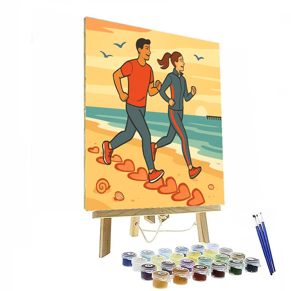 Sunrise Beach Run Valentines Day paint by numbers