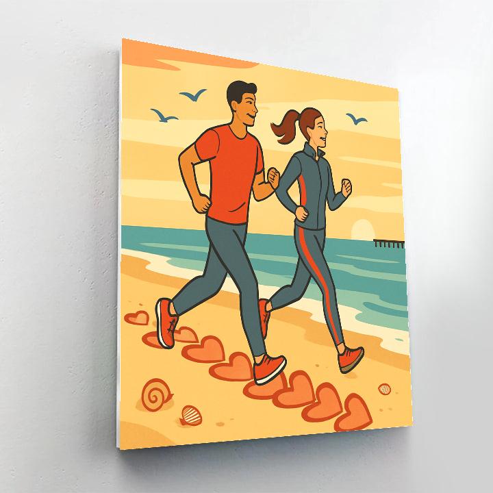 Sunrise Beach Run Valentines Day paint by numbers