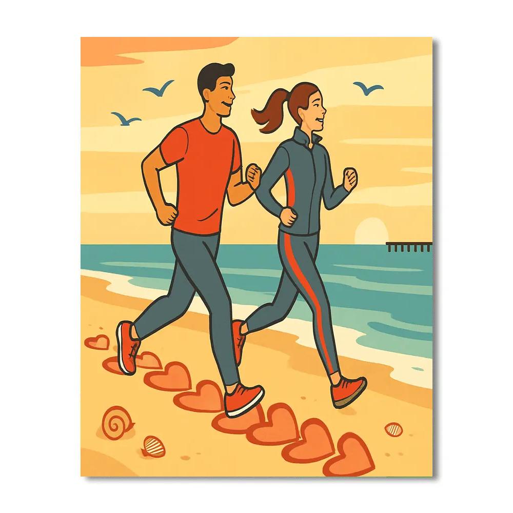 Sunrise Beach Run Valentines Day paint by numbers