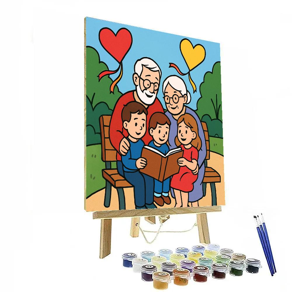 Park Bench Storytime On Valentines Day Painting by numbers kit