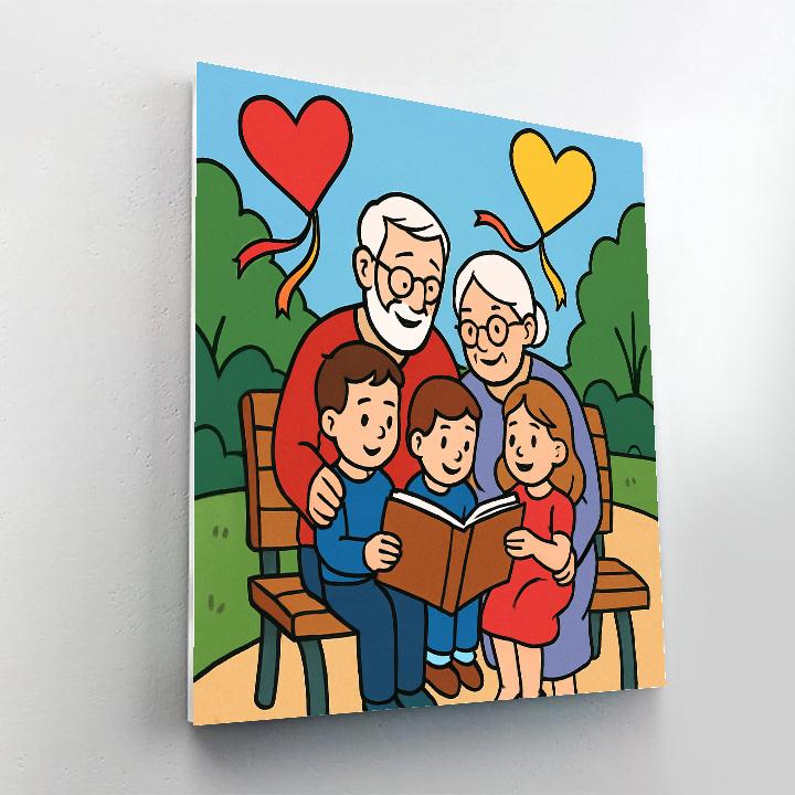 Park Bench Storytime On Valentines Day Painting by numbers kit