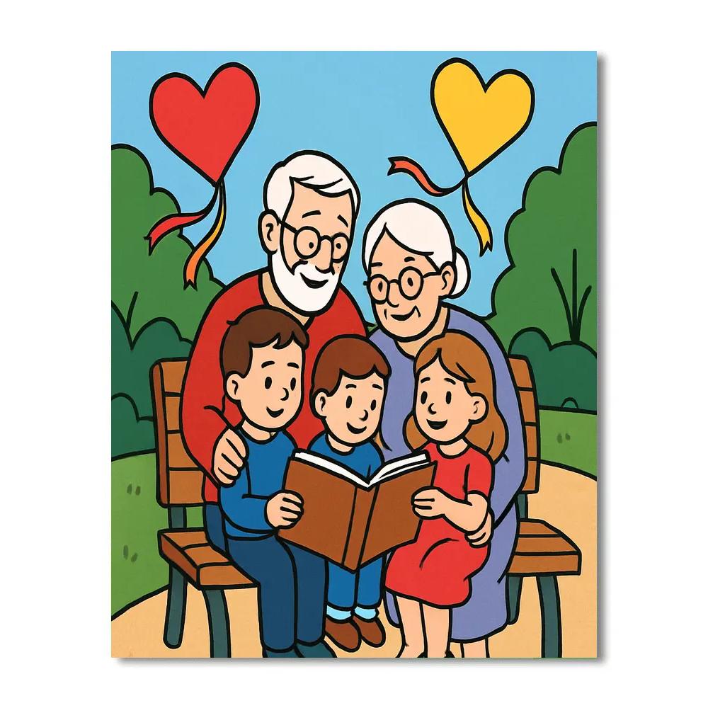 Park Bench Storytime On Valentines Day Painting by numbers kit