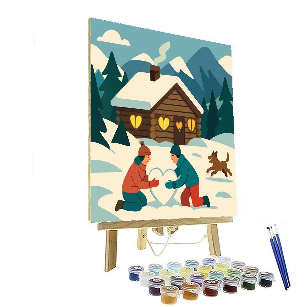 Snowy Cabin Retreat Valentines Day Paint by numbers kits