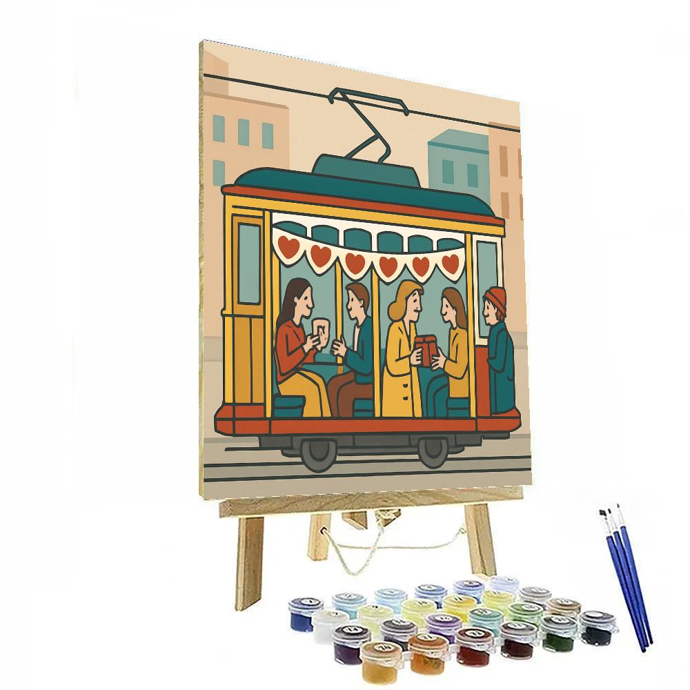 City Tram Ride Valentines Day Edition painting number kit