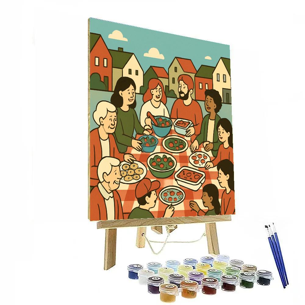 Valentines Day Community Potluck Table painting number kit