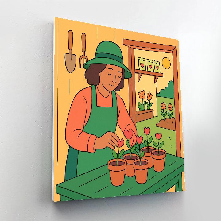 Garden Potting Shed Valentines Day Morning Painting by numbers kit