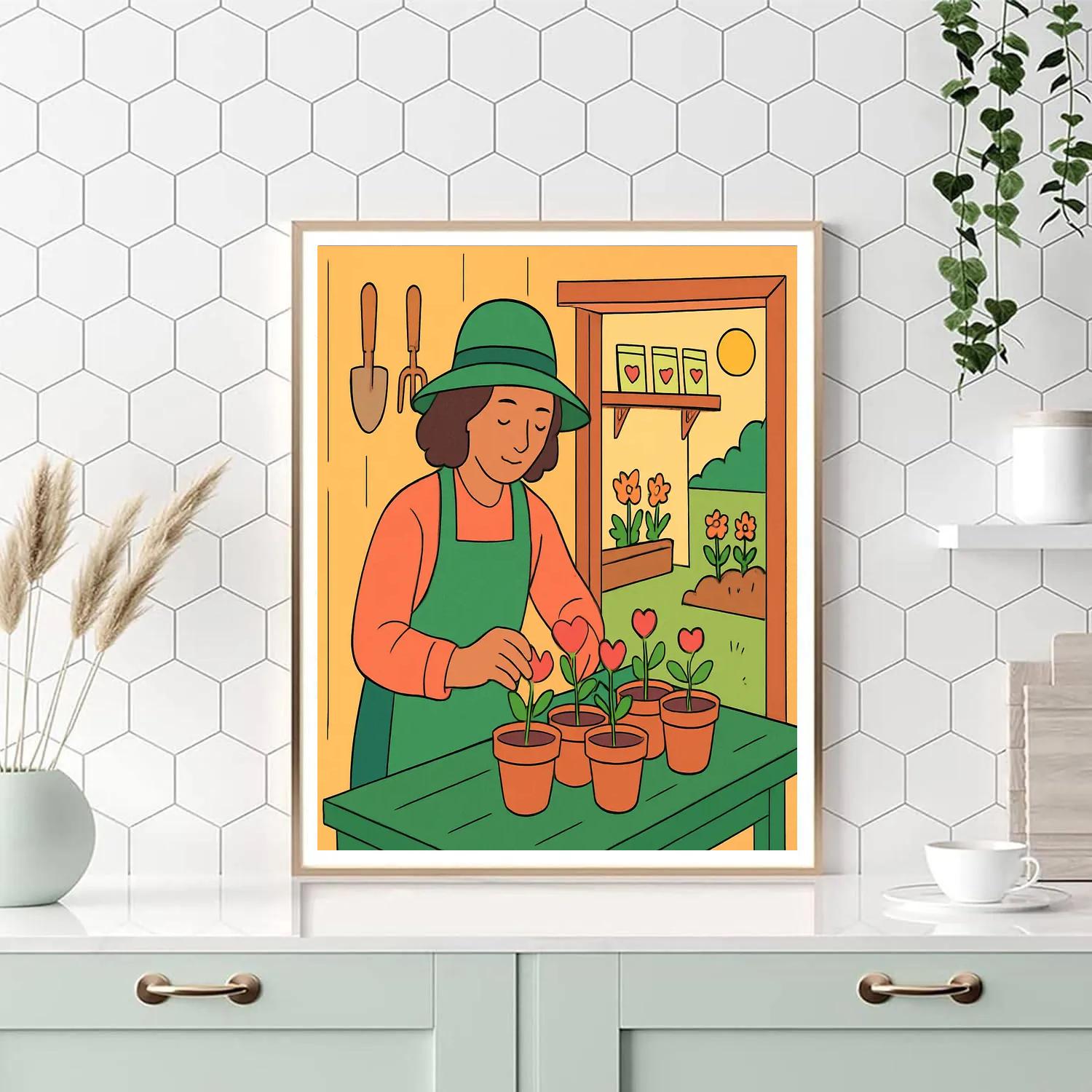 Garden Potting Shed Valentines Day Morning Painting by numbers kit