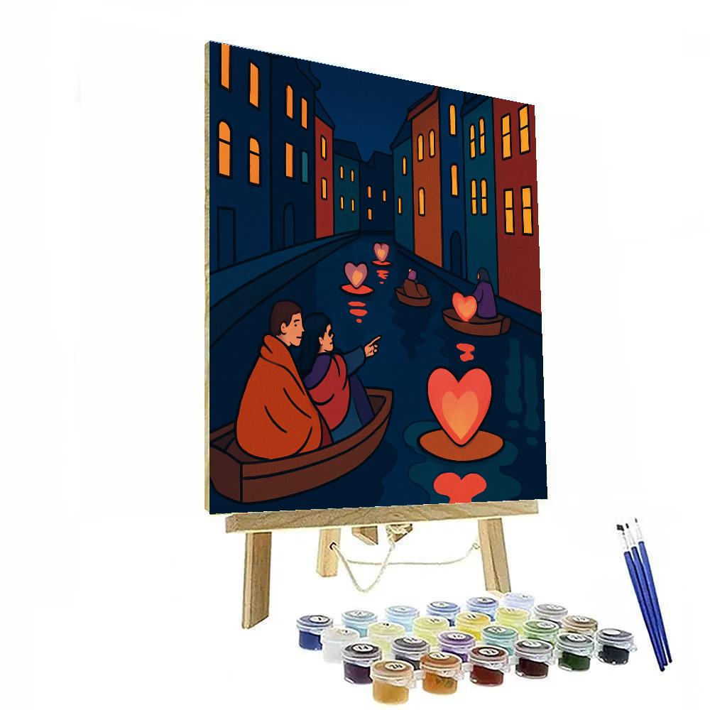Valentines Day Lantern Boat Parade Paint by numbers art
