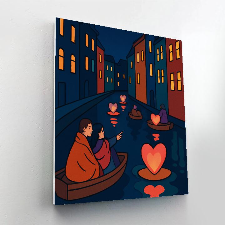 Valentines Day Lantern Boat Parade Paint by numbers art