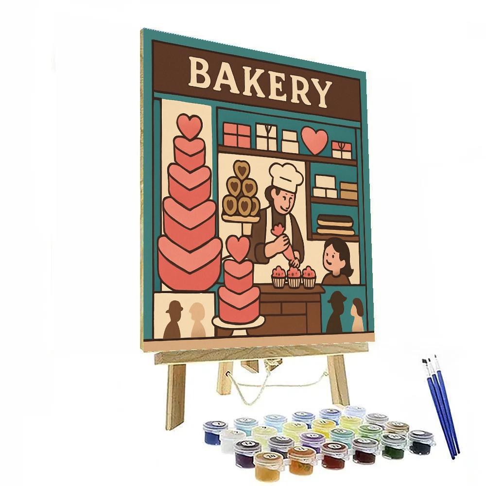Bakery Window Display Valentines Day Painting by numbers kit