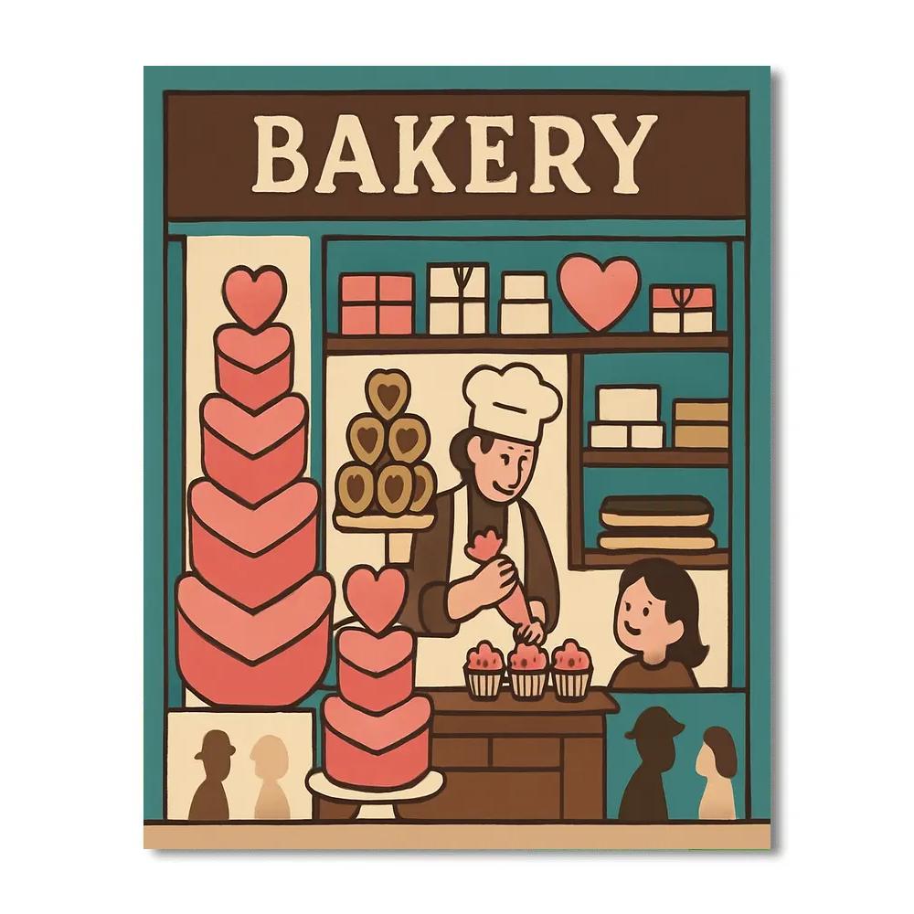 Bakery Window Display Valentines Day Painting by numbers kit