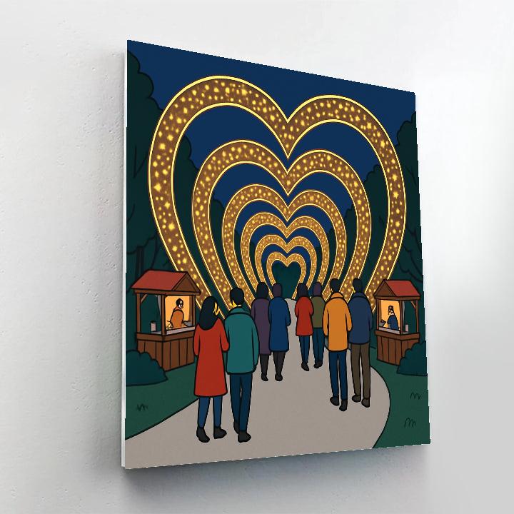 Valentines Day City Park Light Tunnel Paint by numbers art
