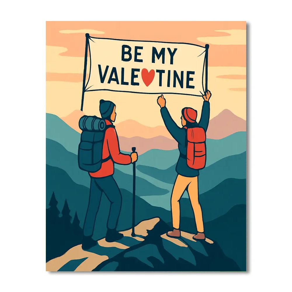 Mountain Overlook Valentines Day Sunrise paint by color