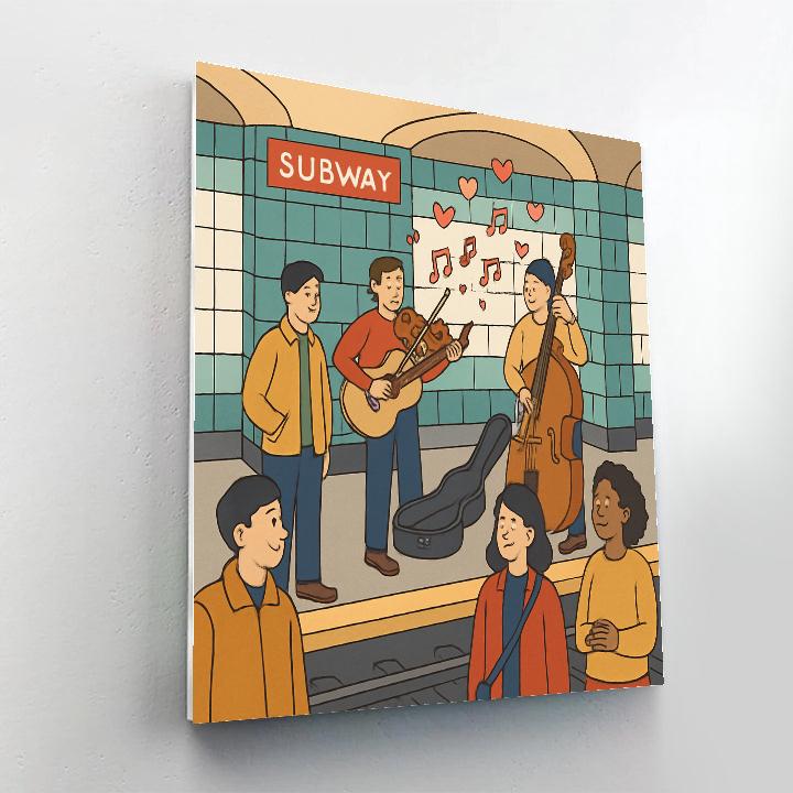 Subway Musicians Valentines Day Melody Painting by numbers kit