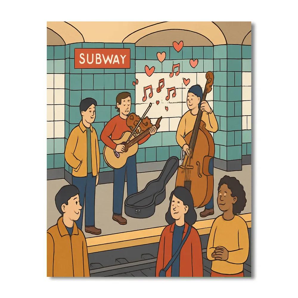 Subway Musicians Valentines Day Melody Painting by numbers kit