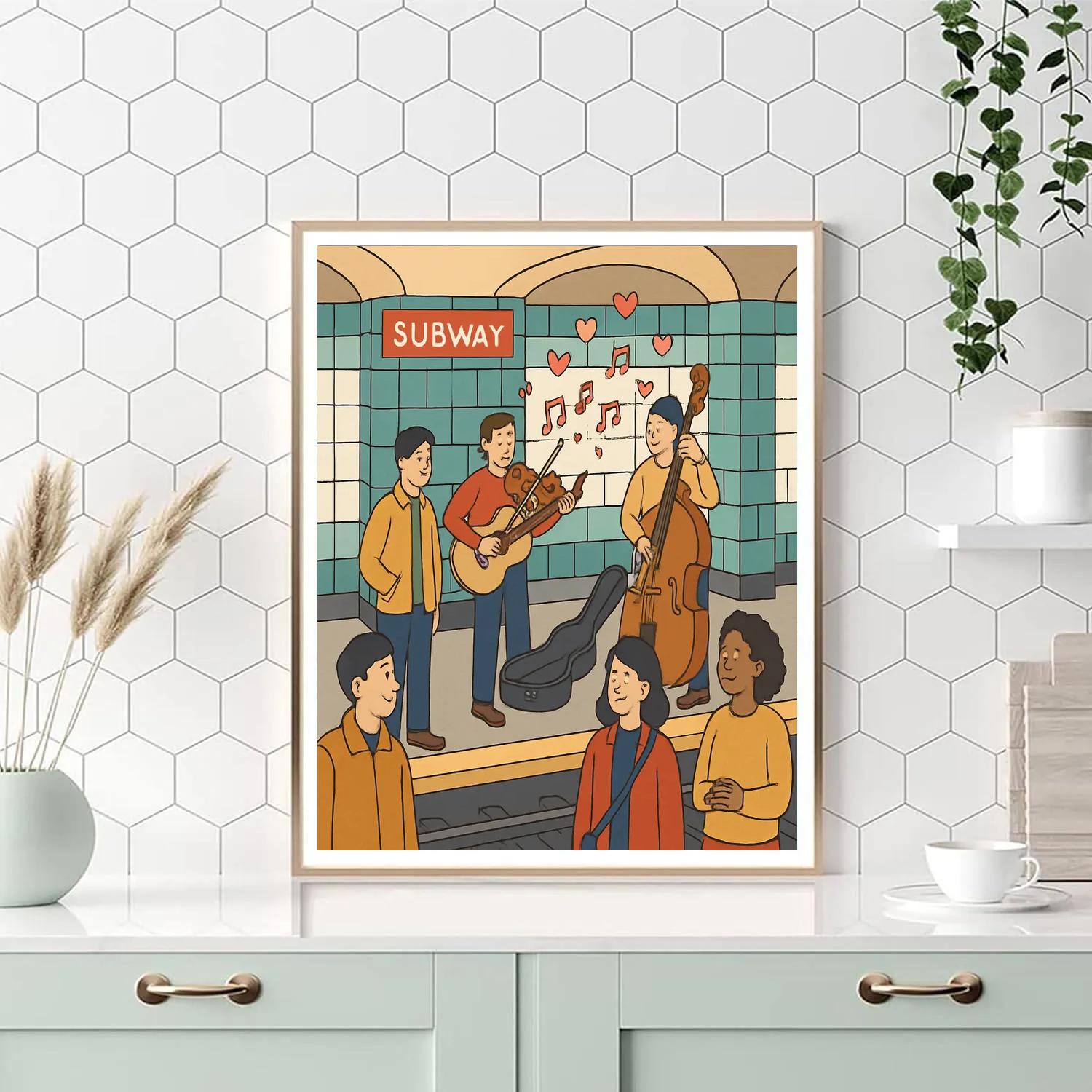 Subway Musicians Valentines Day Melody Painting by numbers kit