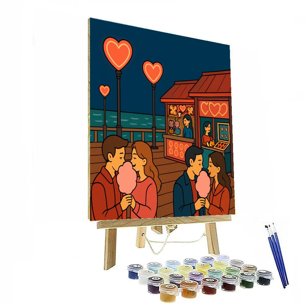 Seaside Boardwalk Valentines Day Night Numbered painting kits