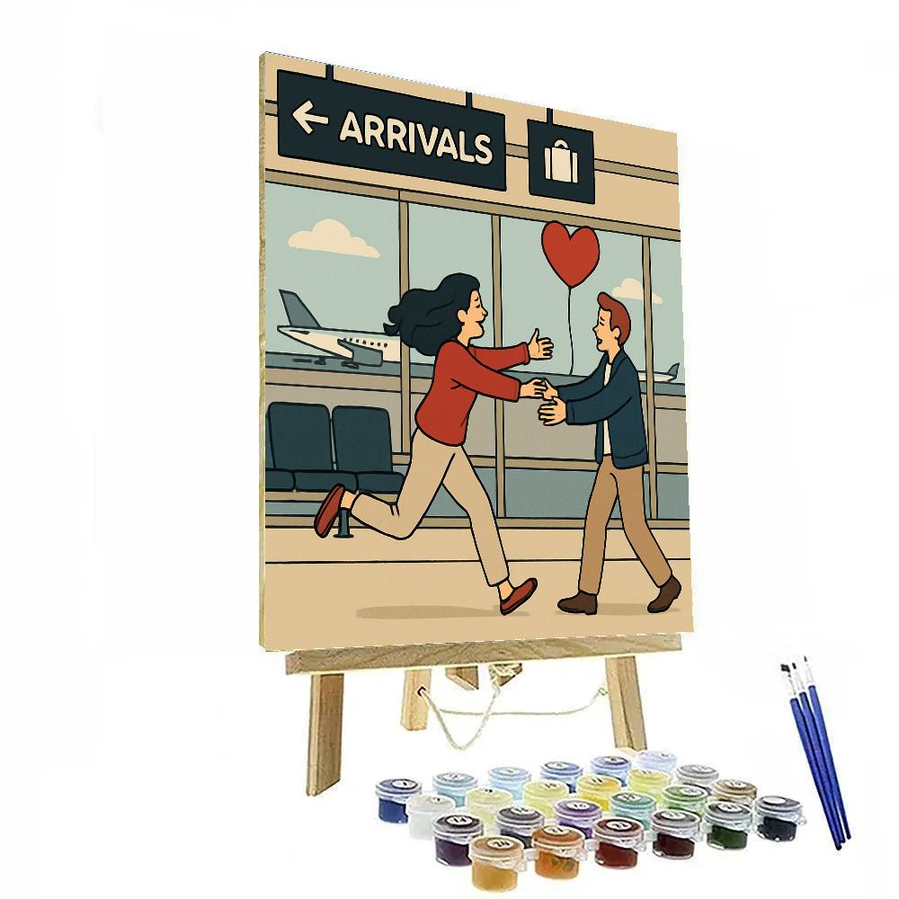 Valentines Day Airport Reunion Gate Paint by numbers art