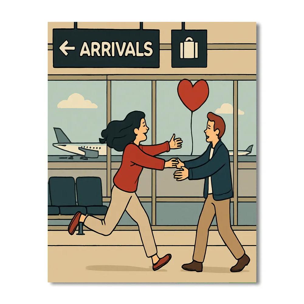 Valentines Day Airport Reunion Gate Paint by numbers art