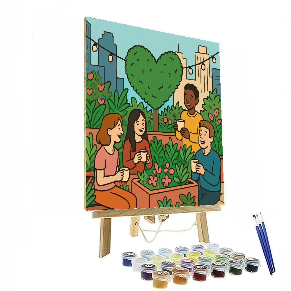 City Rooftop Garden Valentines Day Edition paint by color