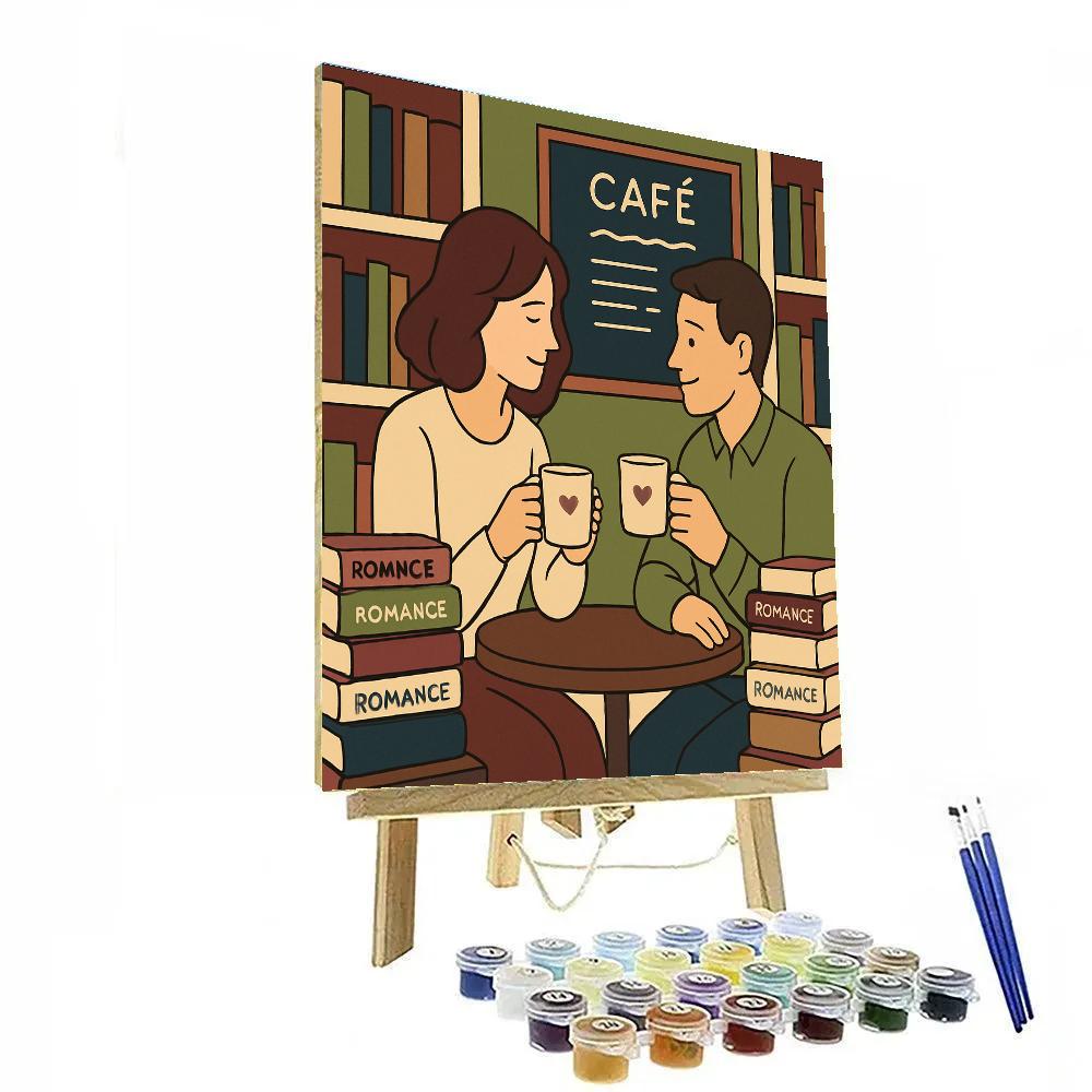 Bookstore Cafe Corner Valentines Day Numbered painting kits