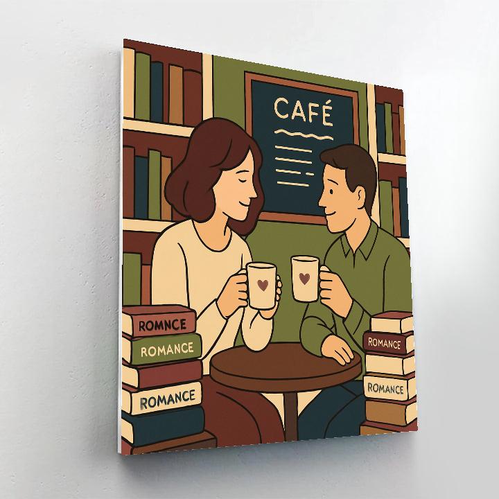Bookstore Cafe Corner Valentines Day Numbered painting kits