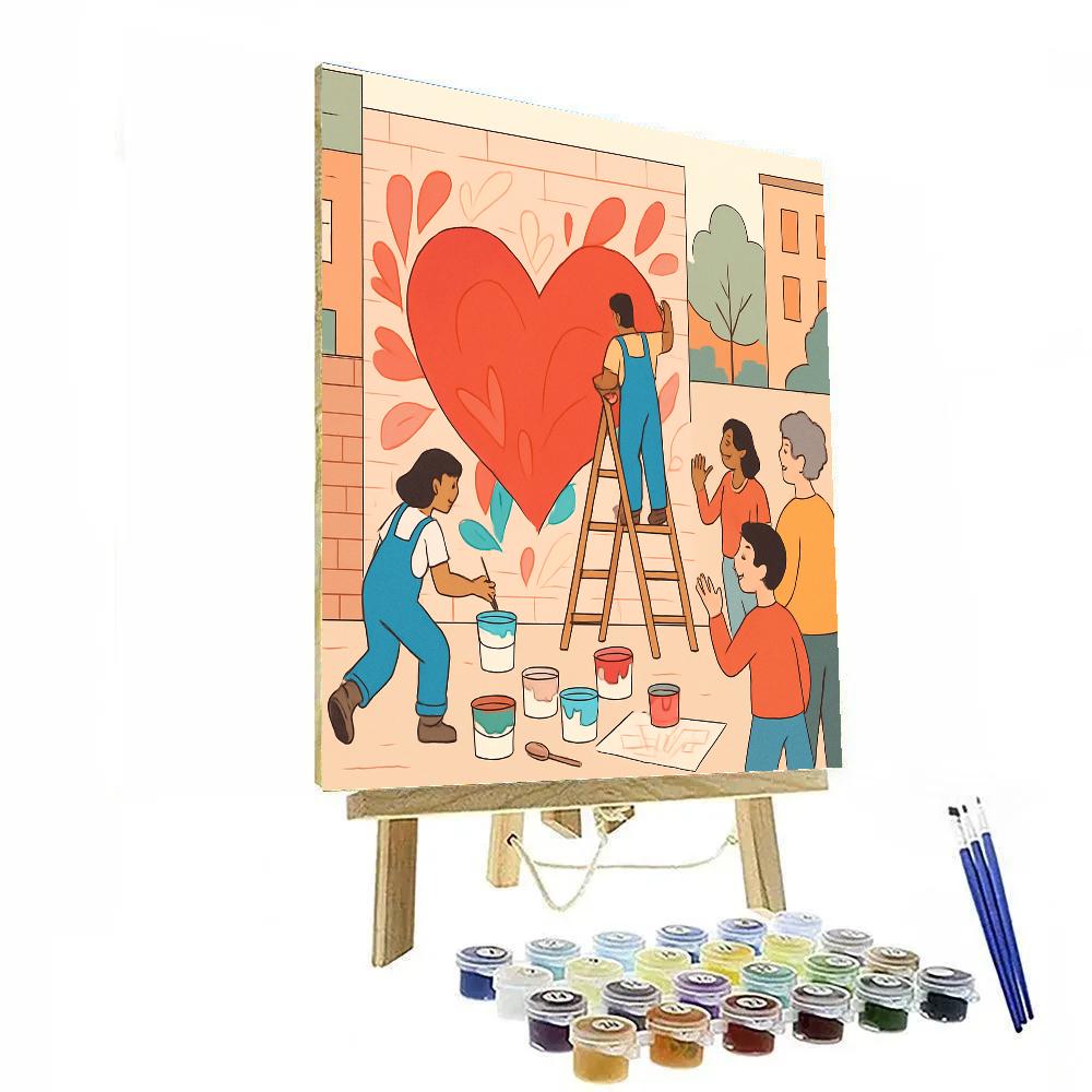 Valentines Day Street Mural Creation DIY paint by numbers