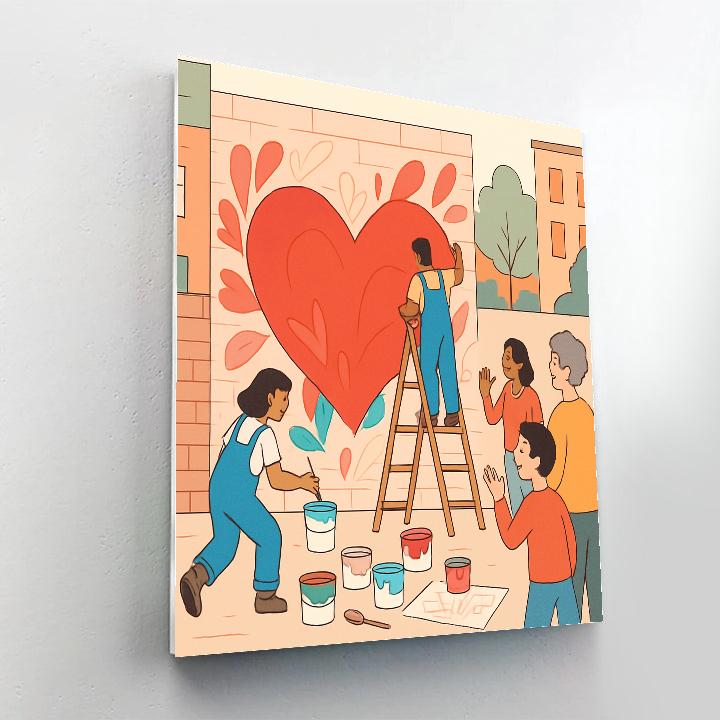 Valentines Day Street Mural Creation DIY paint by numbers