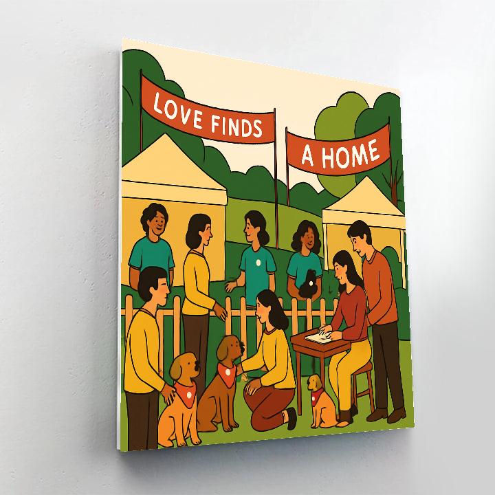 Pet Adoption Fair Valentines Day Painting by numbers kit