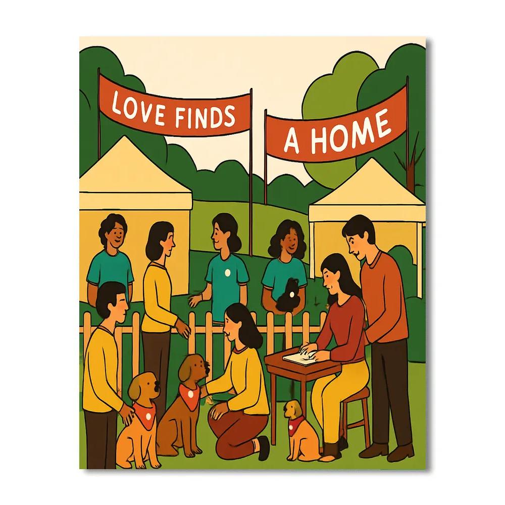 Pet Adoption Fair Valentines Day Painting by numbers kit