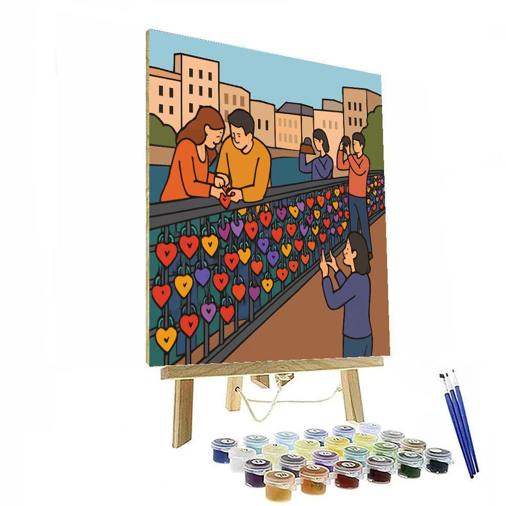 Valentines Day City Bridge Lock Tradition paint by number