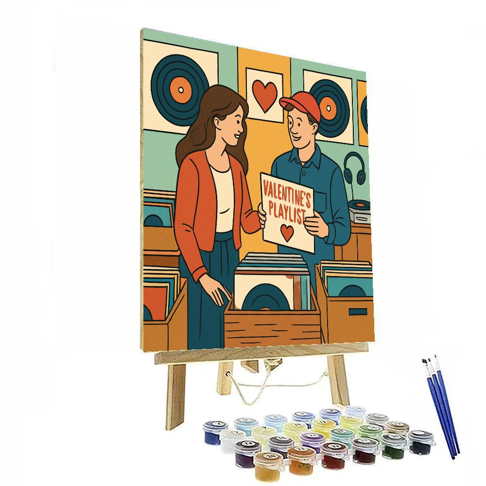 Vintage Record Shop Valentines Day DIY paint by numbers