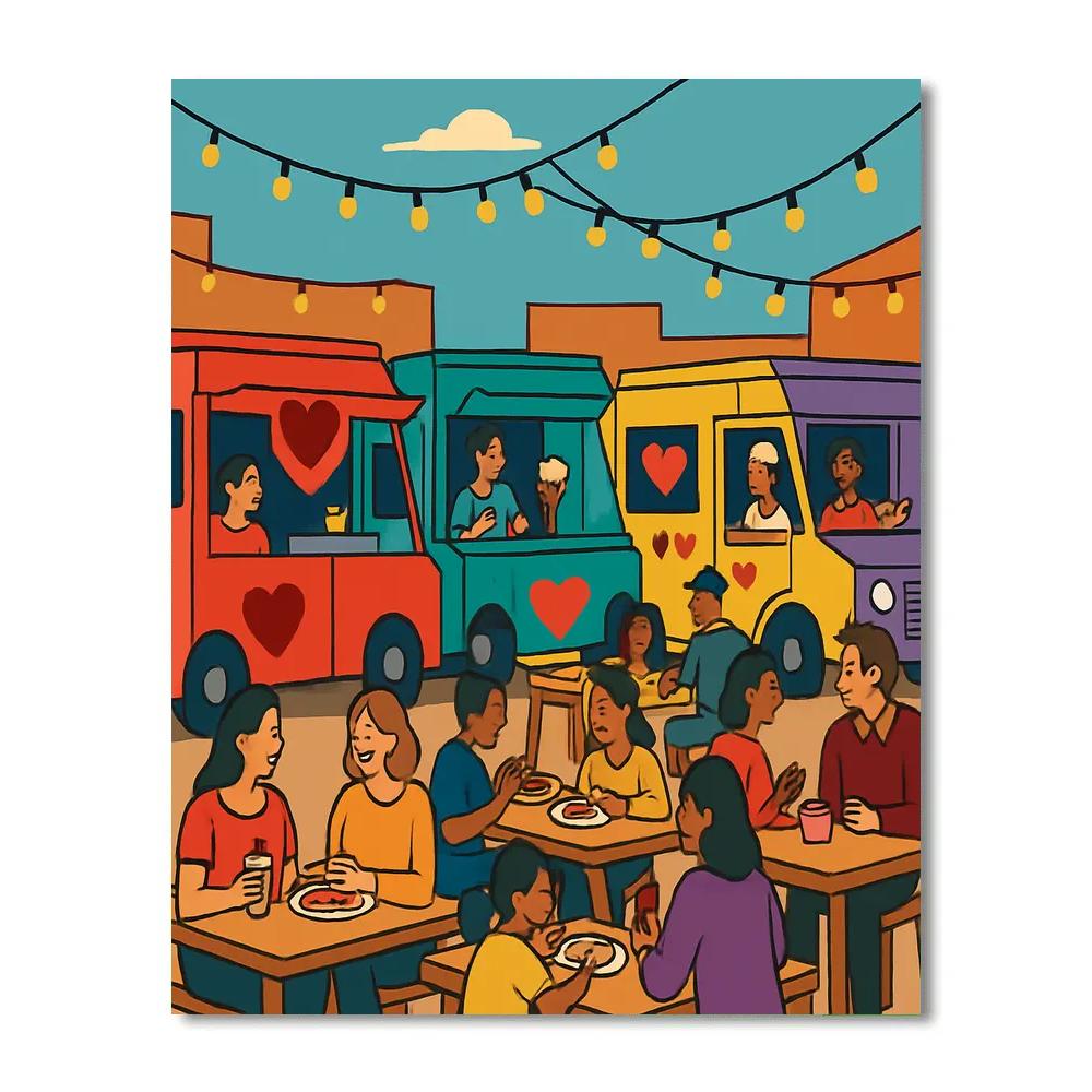 Valentines Day Street Food Festival Numbered painting kits