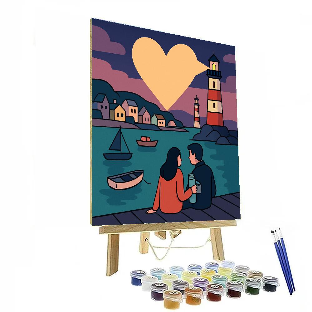 Harbor Lighthouse Valentines Day Beacon paint by color