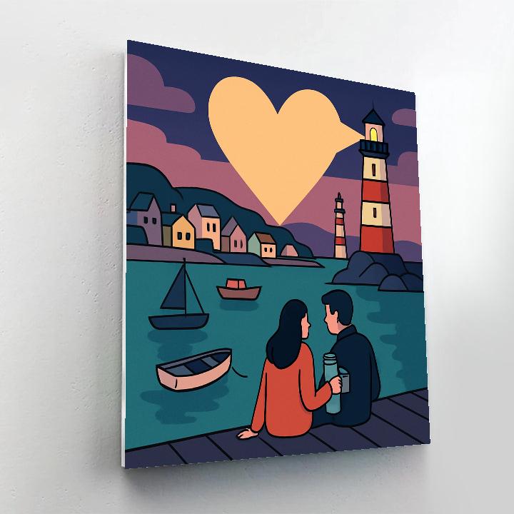 Harbor Lighthouse Valentines Day Beacon paint by color