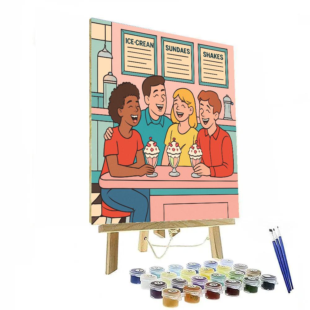 Valentines Day Ice Cream Parlor Meetup Paint by numbers art