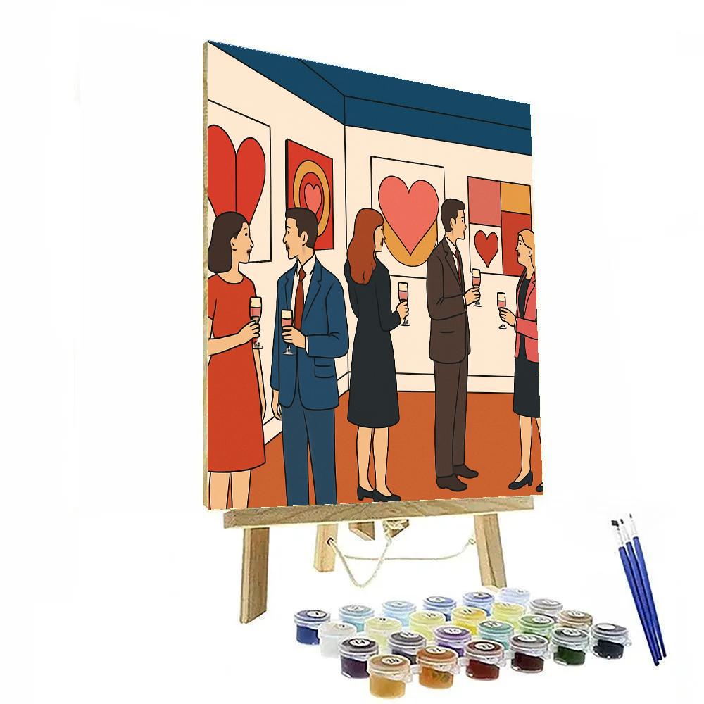 Art Gallery Opening Valentines Day Night Painting by numbers kit