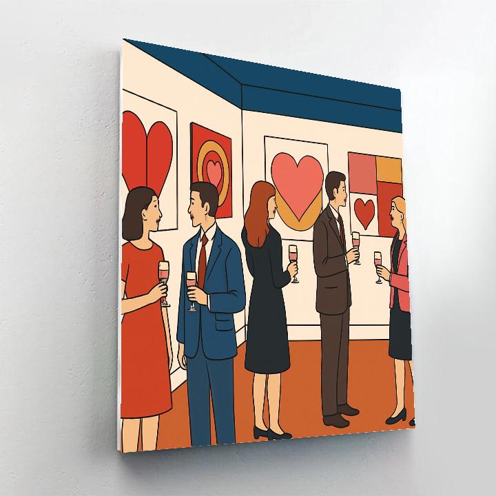 Art Gallery Opening Valentines Day Night Painting by numbers kit