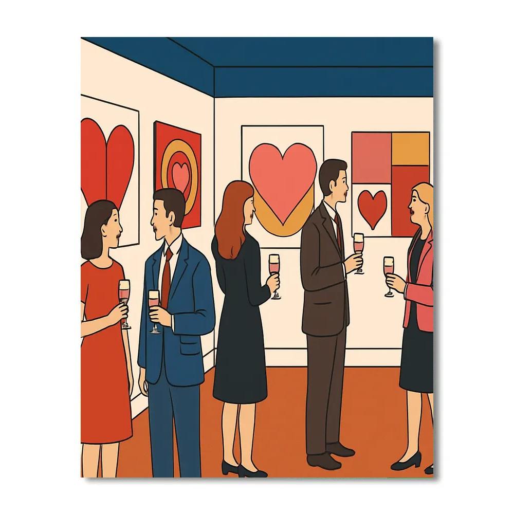 Art Gallery Opening Valentines Day Night Painting by numbers kit